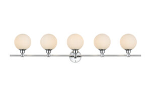 Cordelia 5 light Chrome and frosted white Bath Sconce