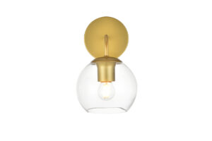 Genesis 1 light Brass and Clear Bath Sconce