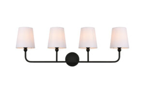 Colson 4 light Black and Clear Bath Sconce