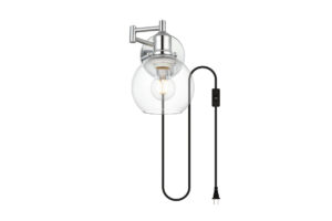 Caspian 1 light Chrome and Clear swing arm plug in wall sconce