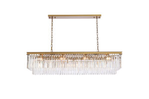 Sydney 60 inch rectangle crystal chandelier in satin gold