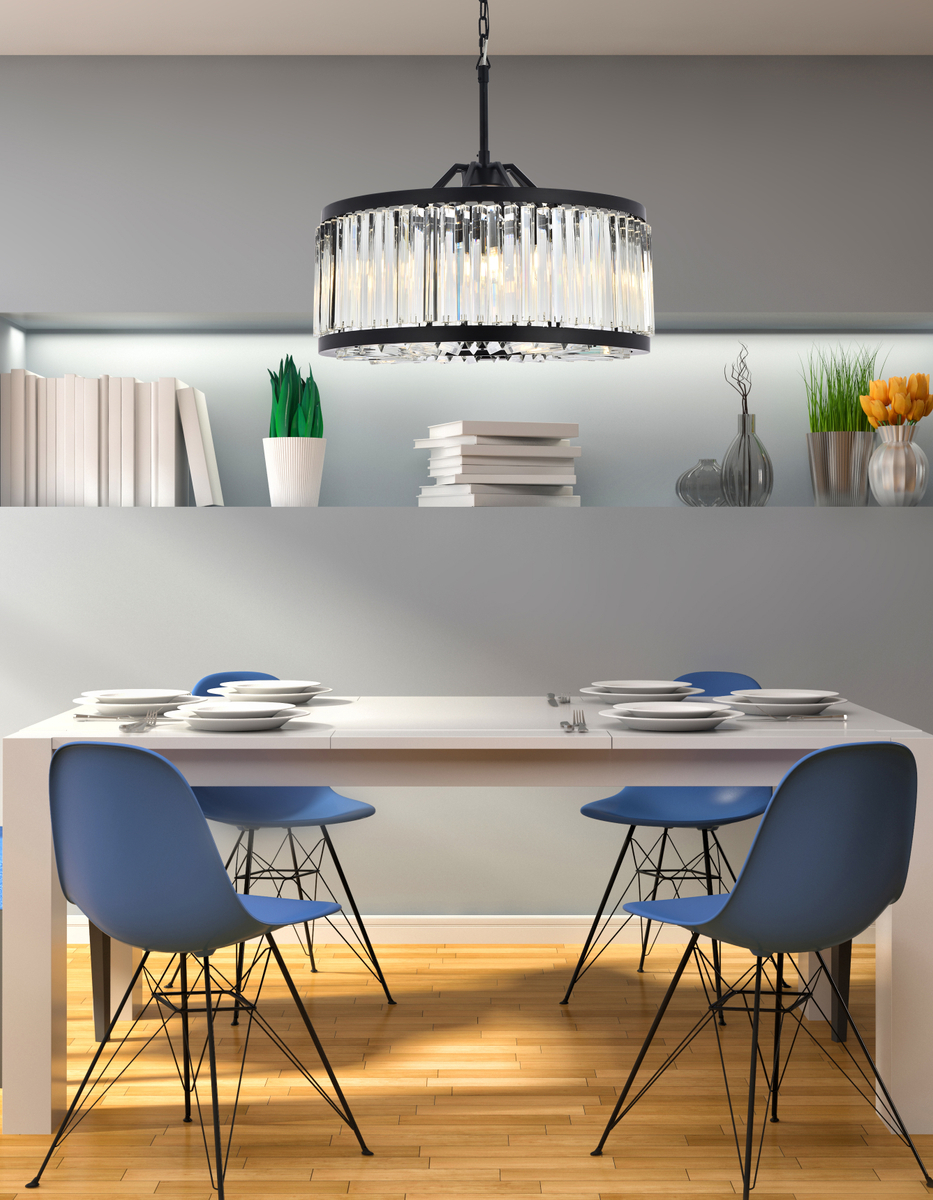 Chelsea 8 light Matte Black Chandelier Clear Royal Cut Crystal - Image 2