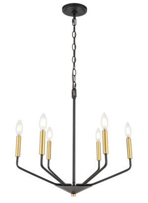 Enzo 6 light Black and Brass pendant