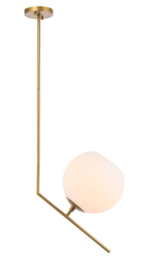 Ryland 1 light Brass and Frosted White glass pendant
