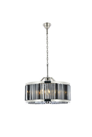 Chelsea 8 light polished nickel Chandelier Silver Shade (Grey) Royal Cut Crystal