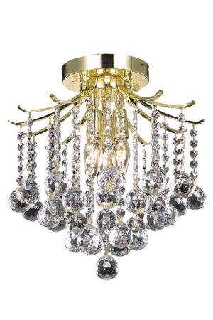 Amelia Collection Flush Mount D12in H12in Lt:3 Gold Finish