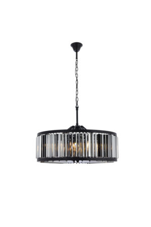 Chelsea 10 light Matte Black Chandelier Silver Shade (Grey) Royal Cut Crystal