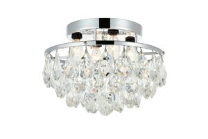 Clara Collection Flush Mount D14in H9in Lt:4 Chrome Finish