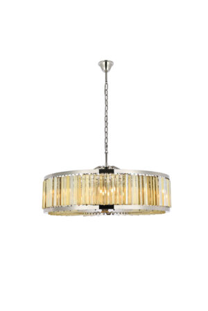 Chelsea 10 light polished nickel Chandelier Golden Teak (Smoky) Royal Cut Crystal