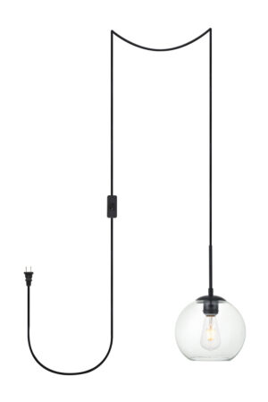 Baxter 1 Light Black plug-in pendant With Clear Glass
