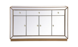 60 inch mirrored credenza in antique gold