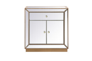 32 inch mirrored chest in antique gold