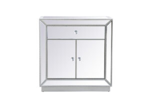 32 inch mirrored chest in antique silver