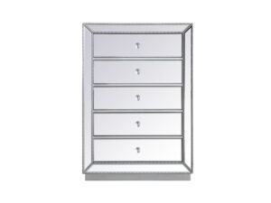 34 inch mirrored chest in antique silver