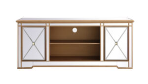 Modern 60 in. mirrored tv stand in antique gold