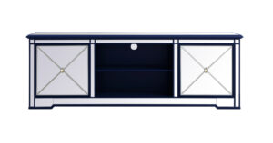 Modern 72 in. mirrored tv stand in blue
