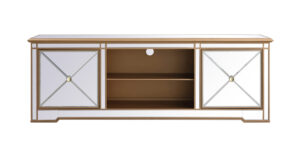 Modern 72 in. mirrored tv stand in antique gold