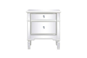 24 inch mirrored end table in antique white