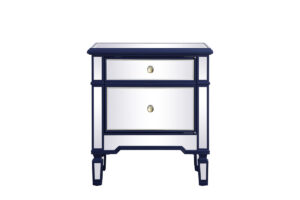 24 inch mirrored end table in blue