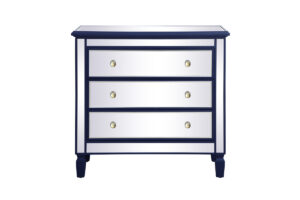 33 inch mirrored 3 drawer chest in blue