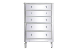 33 inch mirrored 5 drawer chest in antique white