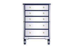 33 inch mirrored 5 drawer chest in blue