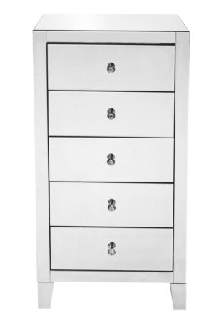 5 Drawer Chest 24 in x 18 in x 45 in.in clear mirror