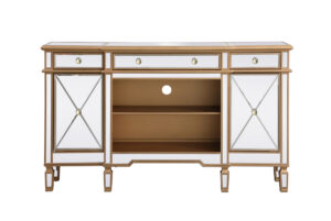 Contempo 60 in. mirrored credenza in antique gold
