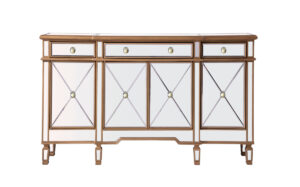 3 Drawer 4 Door Cabinet 60 in. x 14 in. x 36 in. in Gold Clear