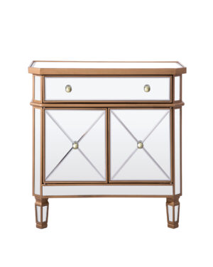 1 Drawer 2 Door Cabinet 32 in. x 16 in. x 32 in. in Gold Clear