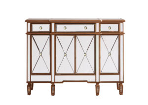 3 Drawer 4 Door Cabinet 48 .In. X 14 In. X 36 In. In Gold Clear