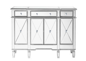 3 Drawer 4 Door Cabinet 48 .In. X 14 In. X 36 In. in silver Clear