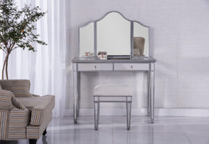 Vanity Table 42 in. x 18 in. x 31 in. and Mirror 39 in. x 1 in. x 42 in. and Chair 18 in. x 14 in. x 18 in.