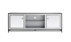 James 72 in. mirrored tv stand in black