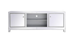 Reflexion 72 in. mirrored tv stand in antique silver