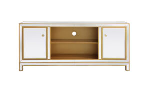 Reflexion 60 in. mirrored tv stand in gold