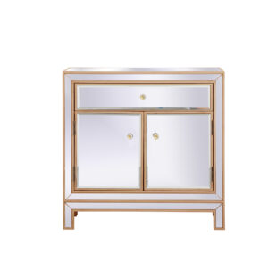 29 in. mirrored cabinet in antique gold