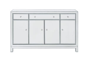 Buffet Cabinet 3 drawers 4 doors 56in. W x 13in. D x 36in. H in antique silver paint
