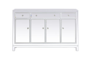 56 inch mirrored credenza in white