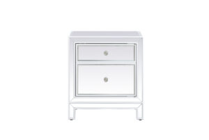 21 inch mirrored end table in white