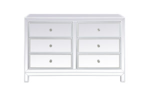 48 inch mirrored six drawer cabinet in white