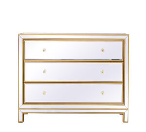 Chest 3 drawers 40in. W x 16in. D x 32in. H in gold
