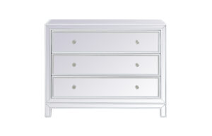 40 inch mirrored three drawer cabinet in white