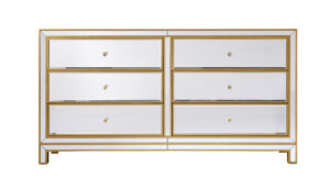 Cabinet 6 drawers 60in. W x 18in. D x 32in. H in gold