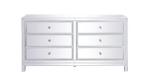 60 inch mirrored six drawer cabinet in white
