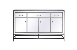 James 60 in. mirrored credenza in black