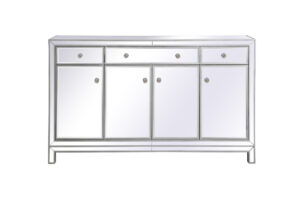Reflexion 60 in. mirrored credenza in antique silver