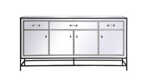 James 72 in. mirrored credenza in black