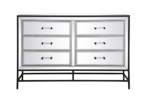 48 inch mirrored 6 drawers chest in black