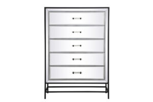 34 inch mirrored 5 drawers chest in black
